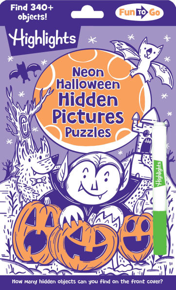 Neon Halloween Hidden Pictures Puzzles: Halloween Puzzle Book for Kids with Neon Hidden Pictures Scenes and Gel Marker, Perfect Halloween Gift and Travel Activity for Ages 69