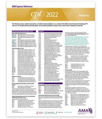 CPT Express Reference Coding Card 2022: Pediatrics by American Medical ...