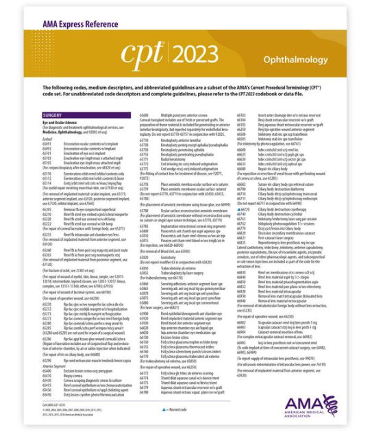 CPT 2023 Express Reference Coding Card : Ophthalmology by AMA, Other ...