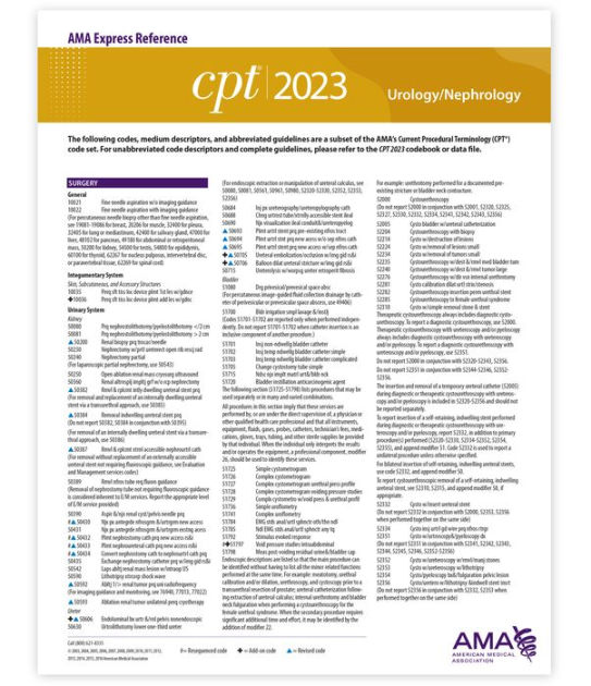 CPT 2023 Express Reference Coding Card : Urology/Nephrology by AMA ...