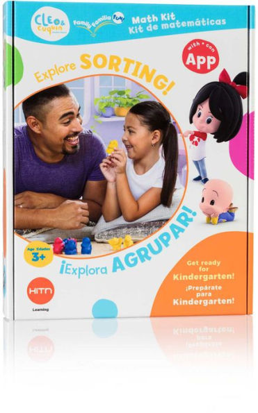 Cleo & Cuquin Family Fun! Sorting Math Kit and App: Spanish/English, bilingual education, preschool ages 3-5, Kindergarten readiness, learn sorting with stories, activities, games, drawing, video and AR