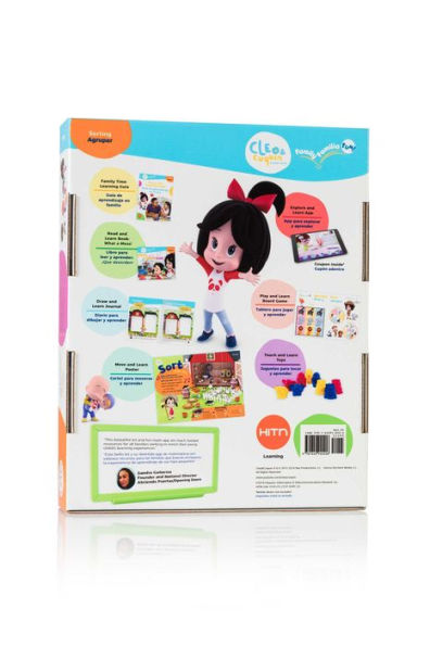 Cleo & Cuquin Family Fun! Sorting Math Kit and App: Spanish/English, bilingual education, preschool ages 3-5, Kindergarten readiness, learn sorting with stories, activities, games, drawing, video and AR