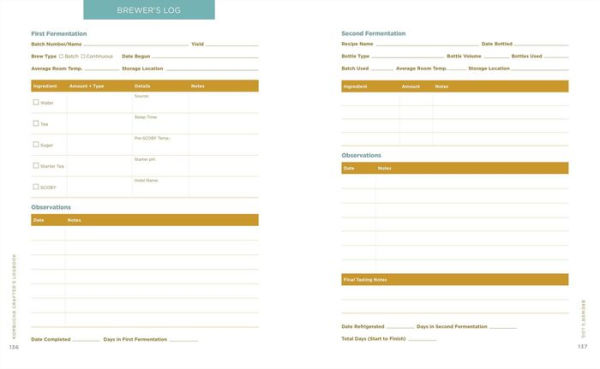 Kombucha Crafter's Logbook: A Journal to Track and Record Your Kombucha Home Brews