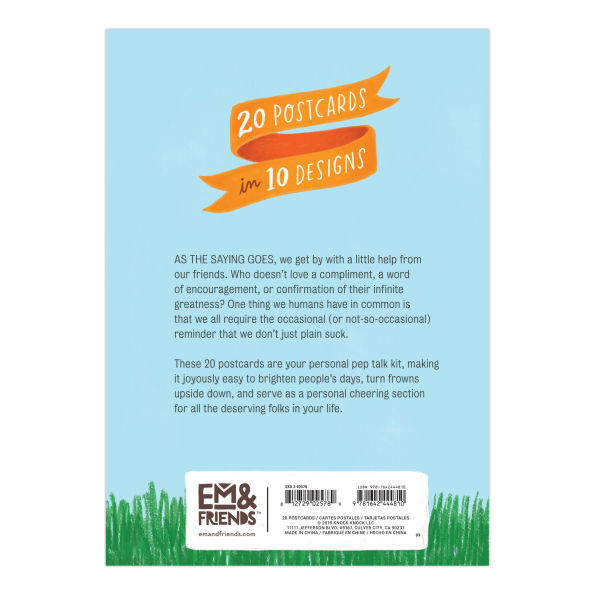 Pep Talk Postcard Book, 20 Postcards (2 Each 10 Styles)