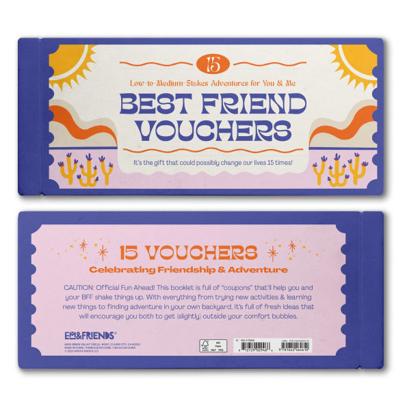 Best Friend Vouchers, BFF Gift Coupons, Book of 15 Perforated Vouchers