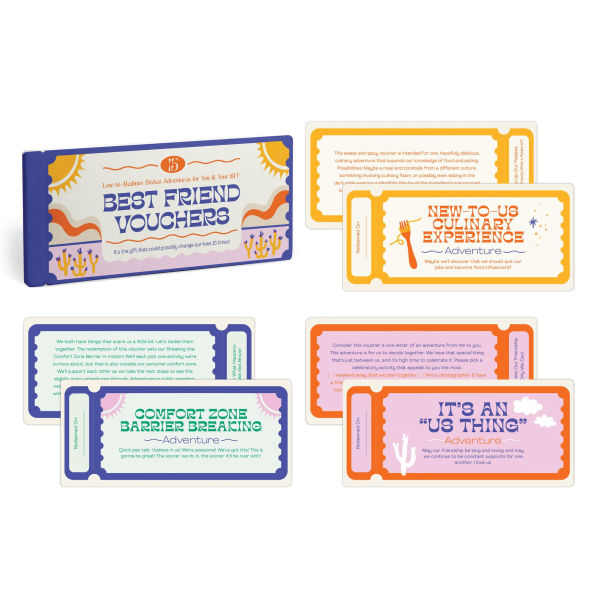 Best Friend Vouchers, BFF Gift Coupons, Book of 15 Perforated Vouchers