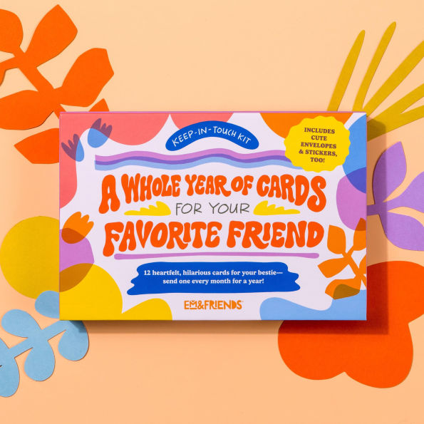 A Whole Year of Cards for Your Favorite Friend 12 Assorted Greeting Cards & Envelopes Stationery Kit with Stickers