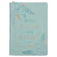 Title: Classic Faux Leather Journal Walk by Faith 2 Cor. 5:7 Powder Blue Floral Inspirational Notebook, Lined Pages W/Scripture, Ribbon Marker, Zipper Closure, Author: Christian Art Gifts