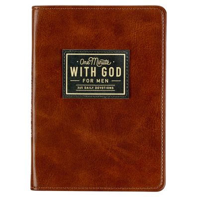 One Minute with God for Men 365 Devotions, Brown Faux Leather Flexcover