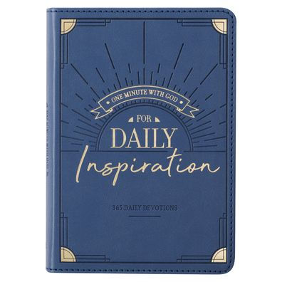 One Minute with God for Daily Inspiration Devotional, Blue Faux Leather Flexcover