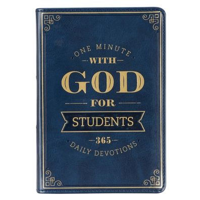 One Minute with God for Students Devotional, Navy Faux Leather Flexcover