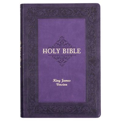 KJV Study Bible, Large Print Faux Leather - Thumb Index, King James Version Holy Bible, Purple Two-Tone