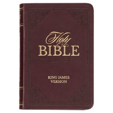 KJV Holy Bible, Mini Pocket Size, Faux Leather Red Letter Edition - Ribbon Marker, King James Version, Burgundy
