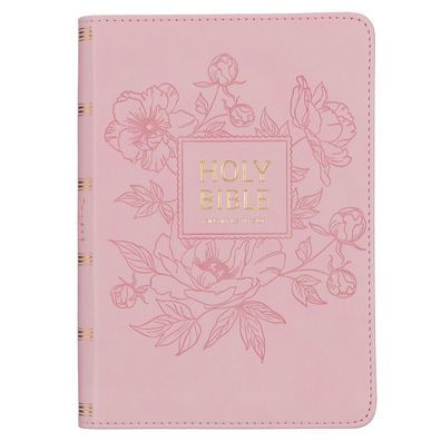 KJV Holy Bible, Compact Large Print Faux Leather Red Letter Edition - Ribbon Marker, King James Version, Pink