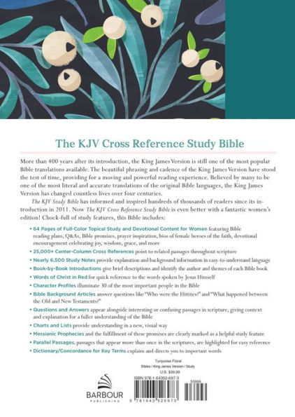 The KJV Cross Reference Study Bible-Turquoise Floral