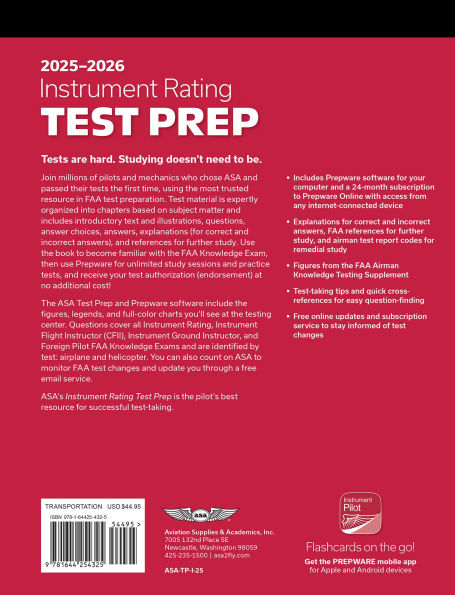 Instrument Rating Test Prep 2025-2026: Paperback plus software-pass your FAA exam