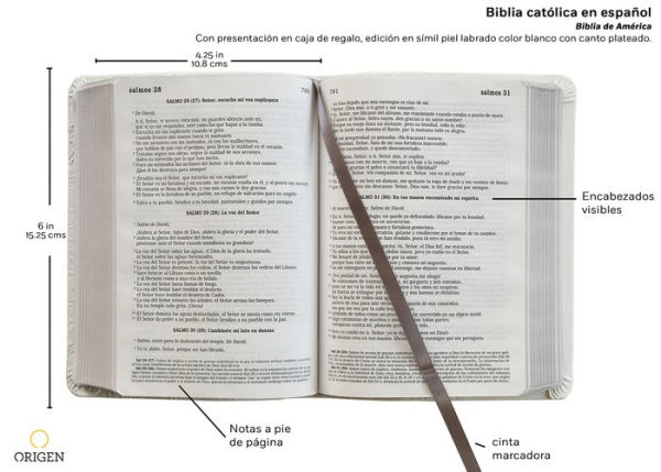 Biblia Católica en español. Boda, bautizo, primera comunión, confirmación y cumpleaños. Caja blanca regalo / Catholic Bible. Spanish-Language, Leathersoft,