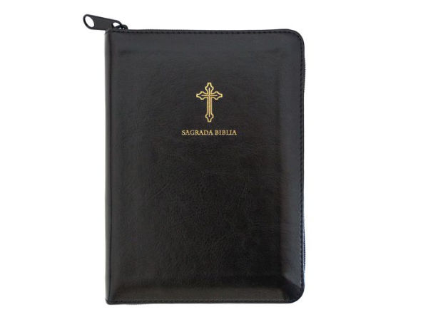 Biblia Católica en español. Símil piel negro, con cremallera, tamaño compacto / Catholic Bible. Spanish-Language, Leathersoft, Black, Zipper Compact