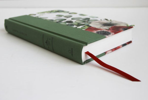 Biblia RVR 1960 letra grande Tapa dura y tela verde con flores tamaño manual / B ible RVR 1960 Handy Size Large Print Hardcover Cloth with Green Floral