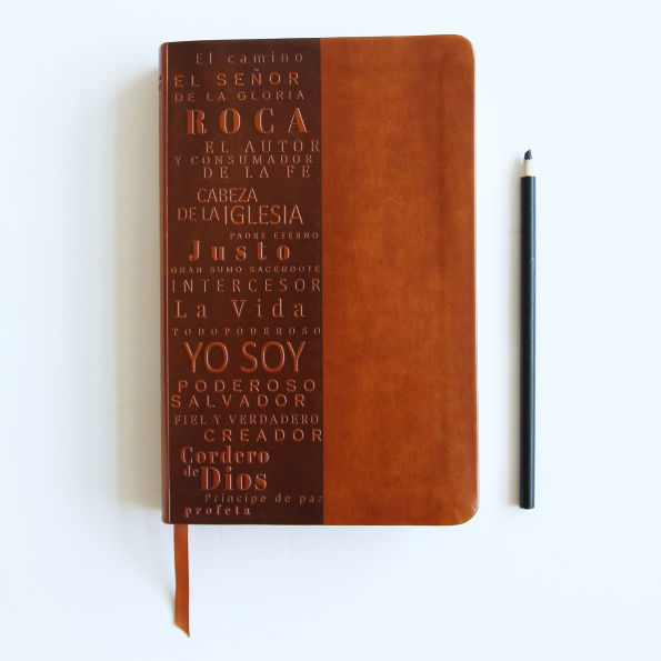 Biblia RVR60 letra grande tamaño manual, simil piel canela con nombres de Dios / Spanish Bible RVR60 Handy Size Large Print Leather soft Brown with Names of Go