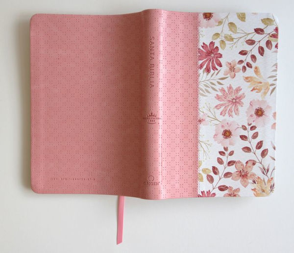 Biblia Reina Valera 1960 letra grande. Piel rosada con flores, tamaño manual / S panish Bible RVR 1960 Large Print. Imitation Pink Leather With Flowers