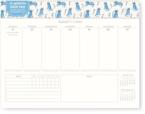 2023 Blue Cats Weekly Desk Calendar