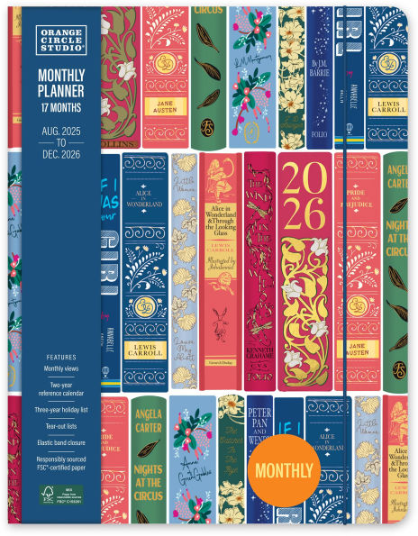 2025-2026 Colorful Bookshelf Just Right Monthly Planner 17m Exclusive