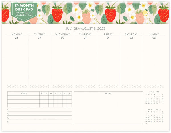 2025-2026 Strawberry Harvest Weekly Desk Calendar 17m Exclusive