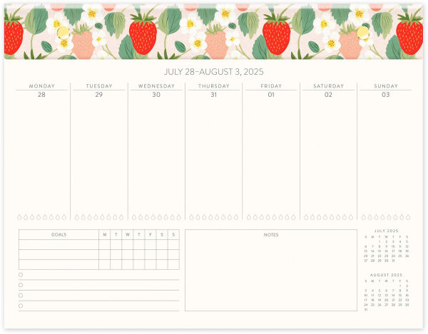2025-2026 Strawberry Harvest Weekly Desk Calendar 17m Exclusive