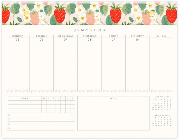 2025-2026 Strawberry Harvest Weekly Desk Calendar 17m Exclusive