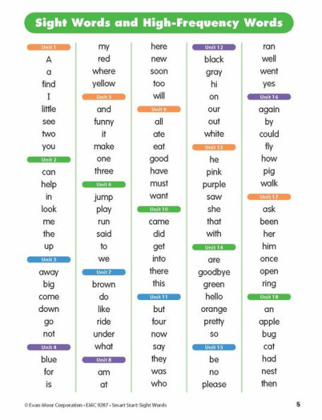 Smart Start: Sight Words & High-Frequency Words, PreK Workbook