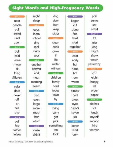 Smart Start: Sight Words & High-Frequency Words, Grade 1 Workbook