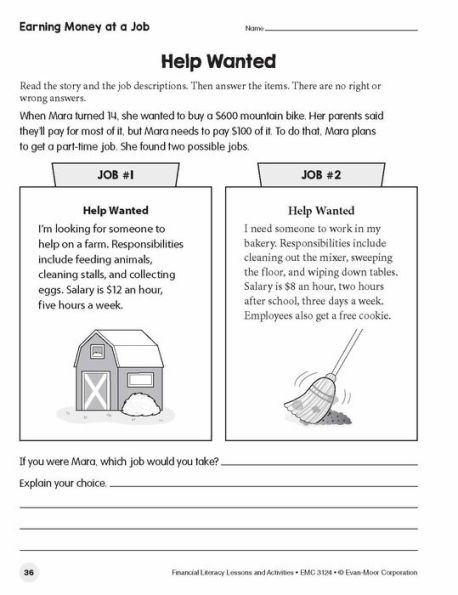 Financial Literacy Lessons and Activities, Grade 4 Teacher Resource