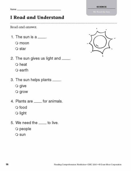 Reading Comprehension: Nonfiction, Grade 1 Teacher Resource