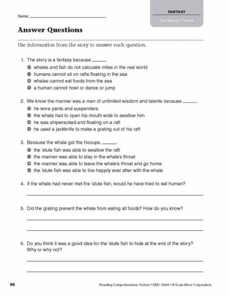 Reading Comprehension: Fiction, Grade 4 Teacher Resource