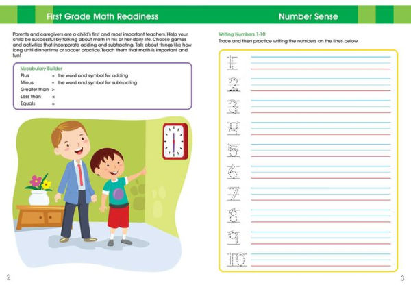 Ready to Learn: First Grade Math Workbook: Fractions, Measurement, Telling Time, and More!