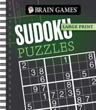 Title: Brain Games - Large Print: Sudoku Puzzles (Dark Gray), Author: Publications International Ltd