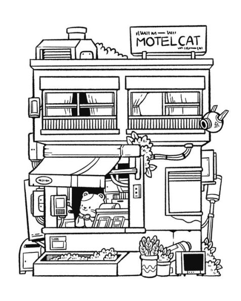 Pixel Cats: Fun and Relaxing Coloring Pages with Adorable Cats and Cute Cityscapes