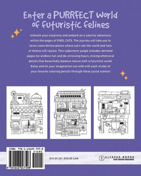 Pixel Cats: Fun and Relaxing Coloring Pages with Adorable Cats and Cute Cityscapes