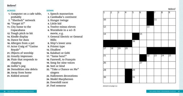 100 Large-Print Crossword Puzzles: Easy Puzzles to Entertain Your Brain