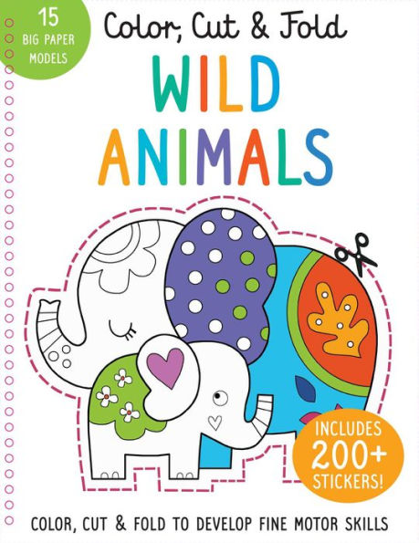 Color, Cut, and Fold: Wild Animals: (Lions, Tigers, Elephants, Art books for kids 4 - 8, Boys and Girls Coloring, Creativity and Fine Motor Skills, Kids Origami)
