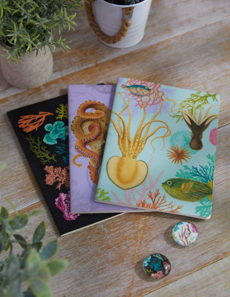 Art of Nature: Under the Sea Sewn Notebook Collection (Set of 3): (Cute Stationery Gift, Gift for Girls, Notebooks)