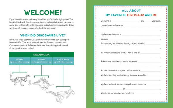 Dinosaur Activity Book for Kids: 70 Activities Including Coloring, Dot-to-Dots & Spot the Difference