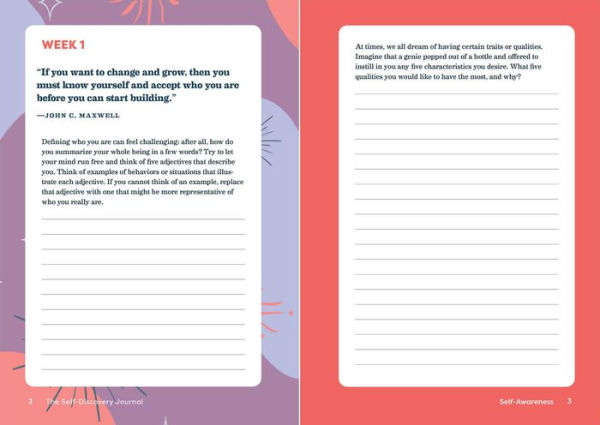 The Self-Discovery Journal: 52 Weeks of Reflection, Inspiration, and Growth