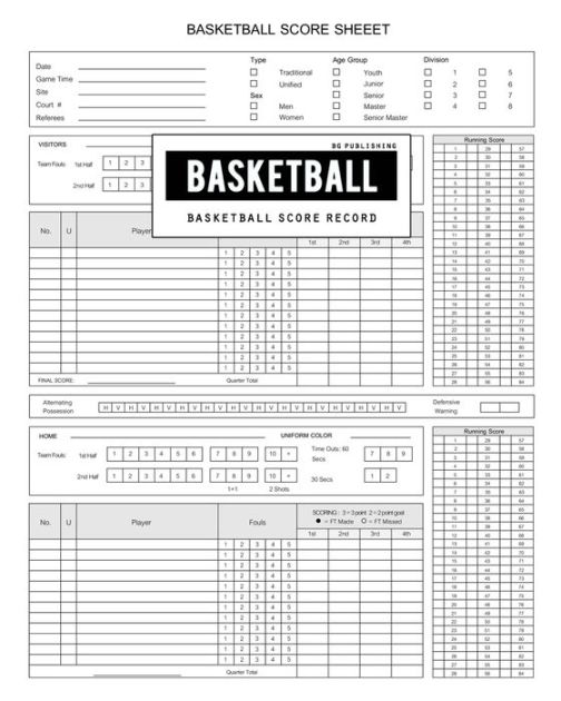 BG Publishing Basketball Score Record: Basketball Scoring Game Sheet ...