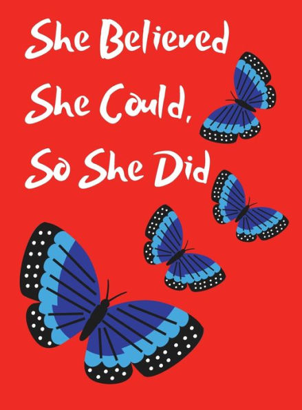 She Believed She Could, So She Did Inspirational Quote Beautiful Butterfly Notebook, Journal: Polka Dot Butterflies, Red Background