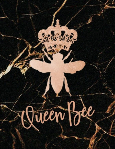 QUEEN BEE Cool Bullet Journal Notebook for Friends: Bee, Rose Gold & Black Marble Pattern Cover Dot Journal Dotted Grid Notebook for Best Friend Dot Grid Notebook 8.5 x