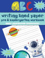 HAPPY KIDS Writing Lined Paper PreK & Kindergarten Workbook ABC - Blue Space Rocket Astro Star Astronaut: Dotted Lined Paper for Kindergarten - Preschool Workbooks 120 Handwriting sheets Letter Practice for Toddler & Kids K-2