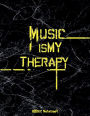 Black Marble Music Notebook MUSIC IS MY THERAPY 12 Staves Per Page: Music Notation Manuscript Paper - Blank Sheet Music Notebook Guitar Trumpet Drum Piano
