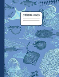 Title: Blue Ocean Marine Life Pattern College Ruled Composition Notebook: Wide Ruled Lined Paper 1 Subject Writing Journal for High School Teens College or University Students Notes, Author: Creative School Supplies